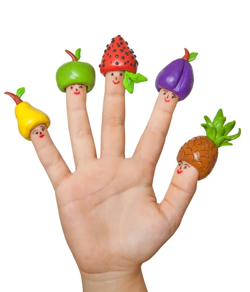 Frutas y bayas de la mano de arcilla. Creatividad infantil . —  Fotos de Stock