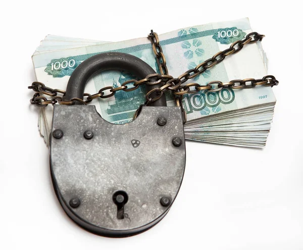 Russian Banknotes Circuit Large Iron Lock Stock Picture