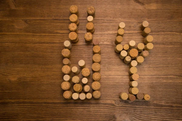 Glass Made Cork Wine Wood Table — Stock Photo, Image