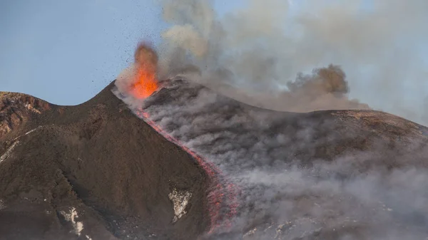 西西里岛的埃特纳火山火山喷发 — 图库照片