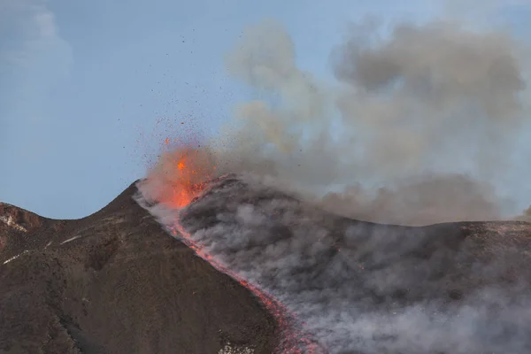 西西里岛的埃特纳火山火山喷发 — 图库照片