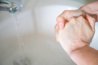 Corona virüsünün önlenmesi için sabuncuyla el yıkama, Coronavirus yaymayı durdurmak için hijyen..