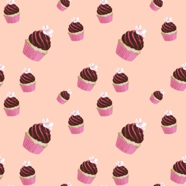 Pembe üzerinde çikolatalı kek