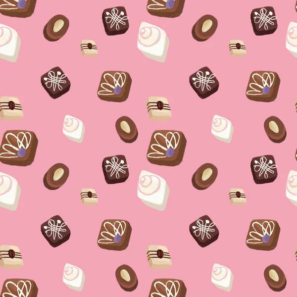 Pembe üzerinde çikolatalar — Stok fotoğraf