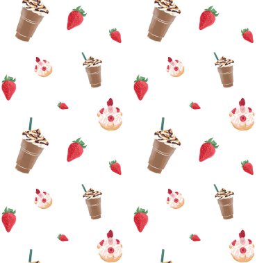 Çikolata frappe krem çörekler ve çilek ile