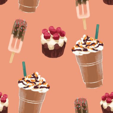 Ahududu kek ile çikolata frappe