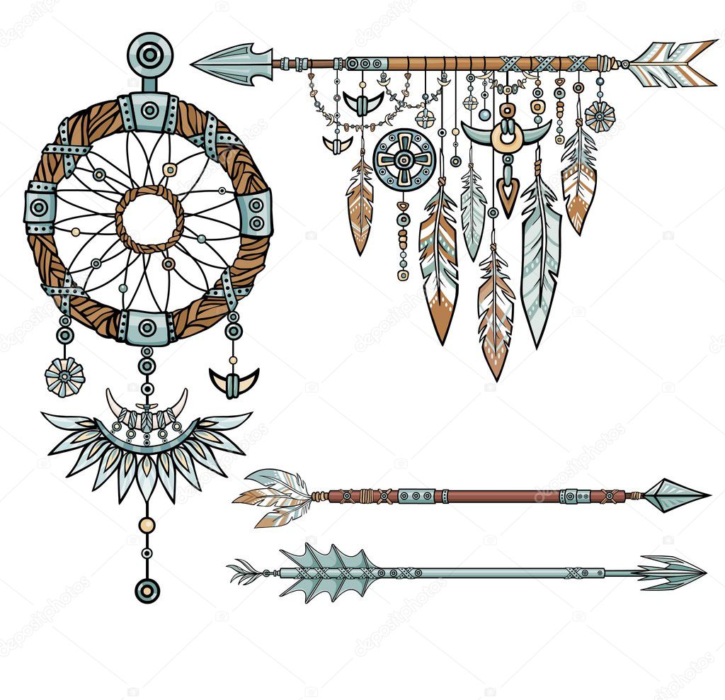 b&q letterbox cover objects. of Set Native talisman Indian American ethnic