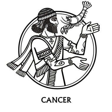 Zodiac sign Cancer. Vector art. Black and white zodiac drawing isolated on white. clipart