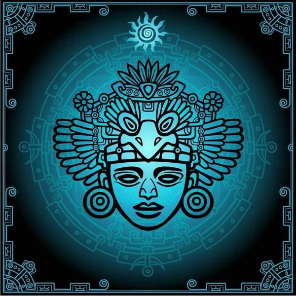 Lineární kresba: dekorativní obraz starověké indické božstvo. Magický kruh. Vektorové ilustrace. — Stockový vektor