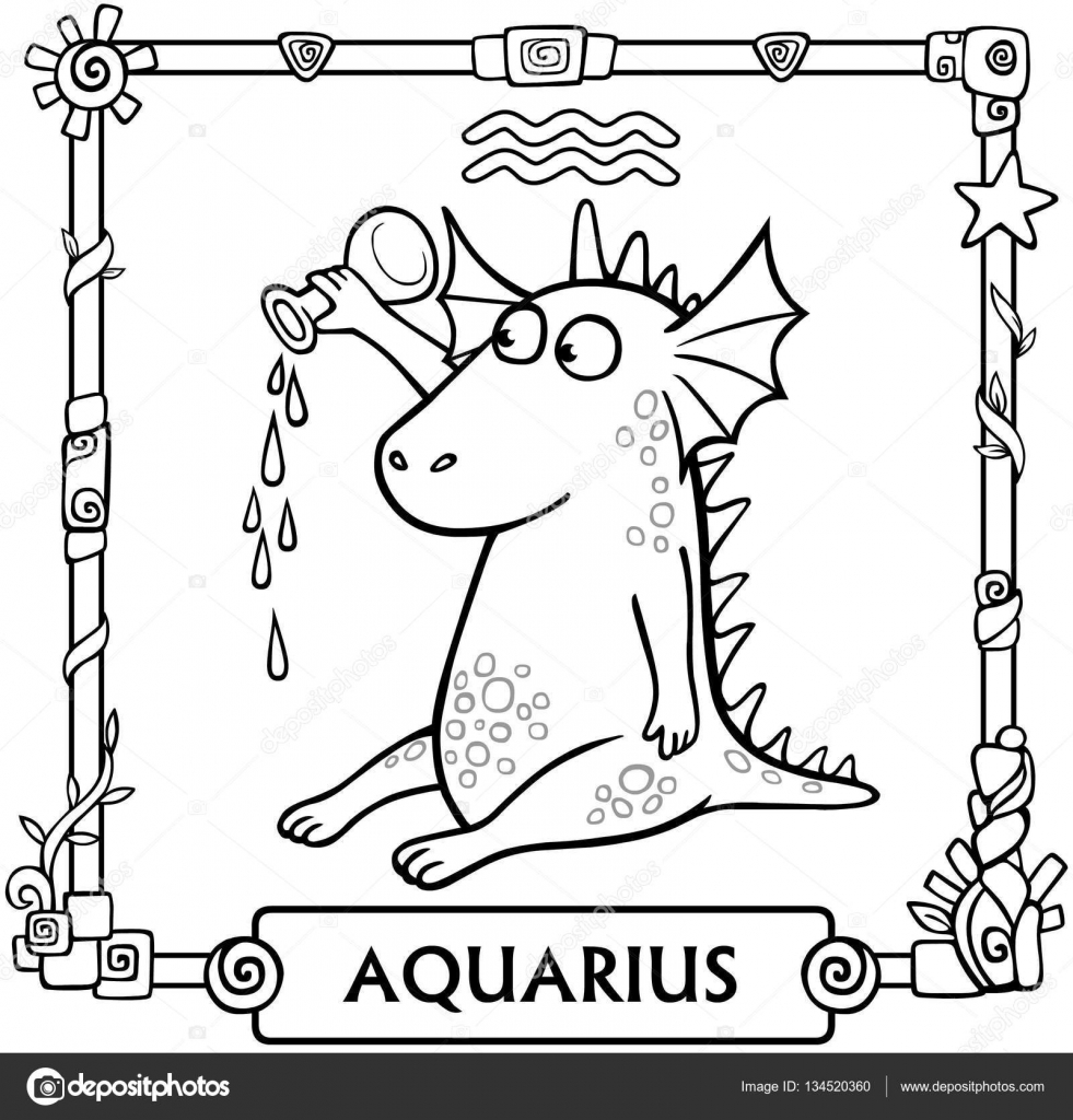 Segno zodiacale acquario. disegno animale animazione fantastica ... Disegni dei segni zodiacali