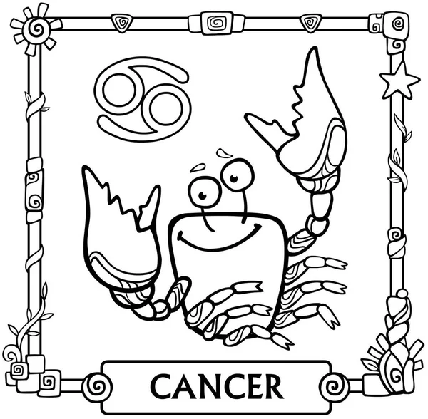 Tanda Zodiac Cancer. Fantastic animasi hewan, gambar linear. Vektor ilustrasi, akan digunakan untuk buku mewarnai . - Stok Vektor