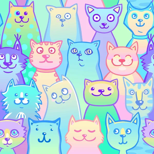 Bezszwowe tło animacji kolor koty. Ilustracja wektorowa. — Wektor stockowy
