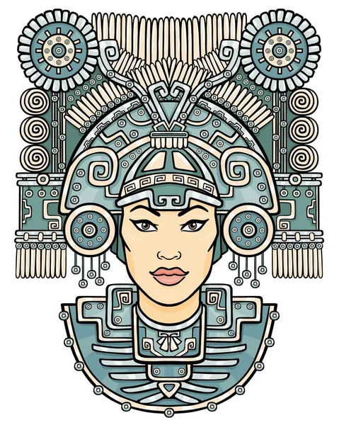 Dewi Pagan. Motif seni asli Amerika Indian. Ilustrasi vektor diisolasi pada latar belakang putih. Desain etnis, boho chic. Cetak, poster, t-shirt, tekstil . - Stok Vektor