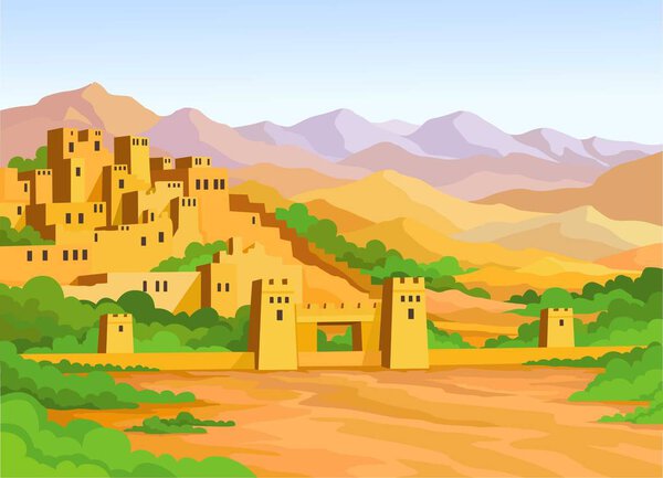 Animation Arab city. Vector illustration.