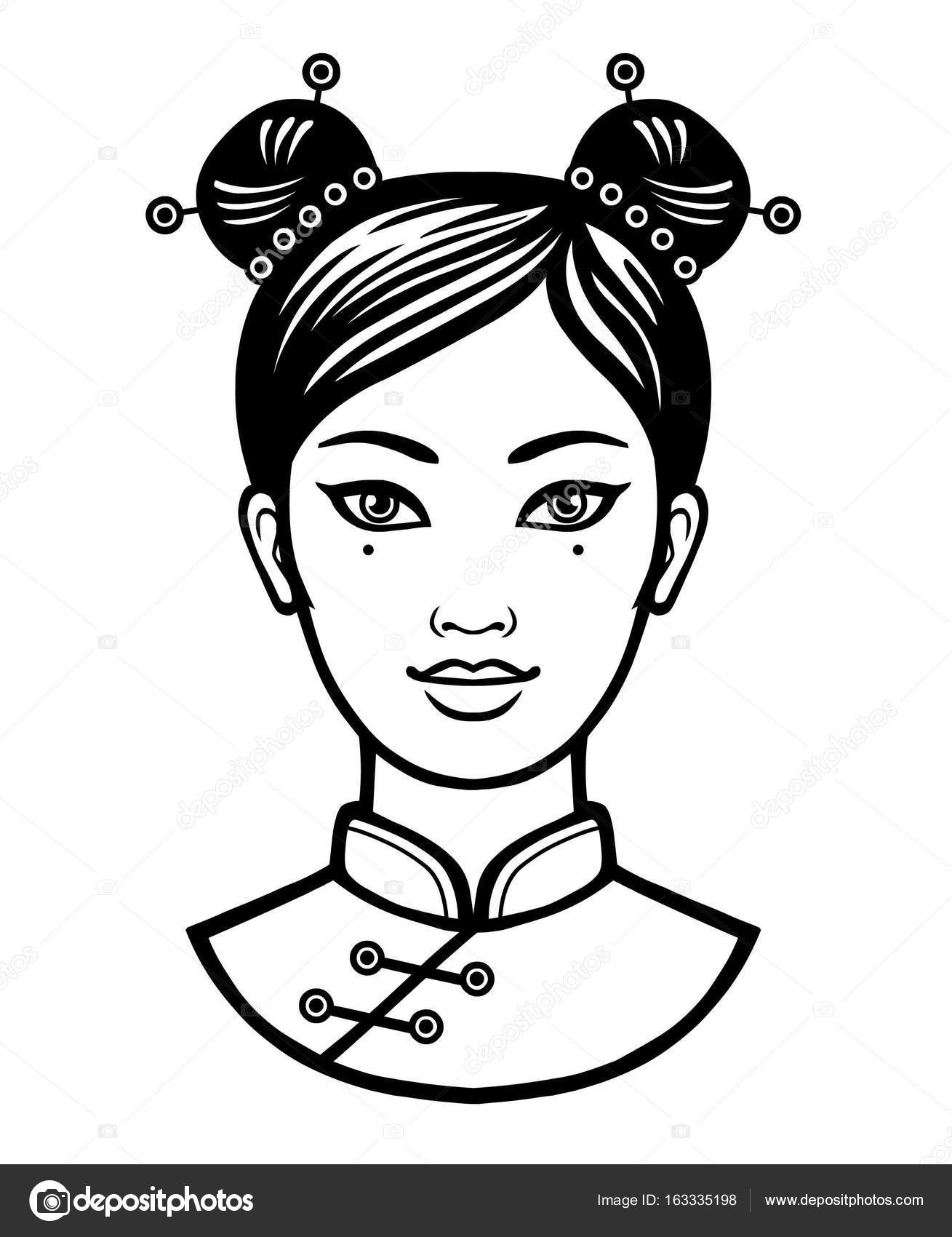 Portrait Of The Young Chinese Girl With An Ancient Hairstyle