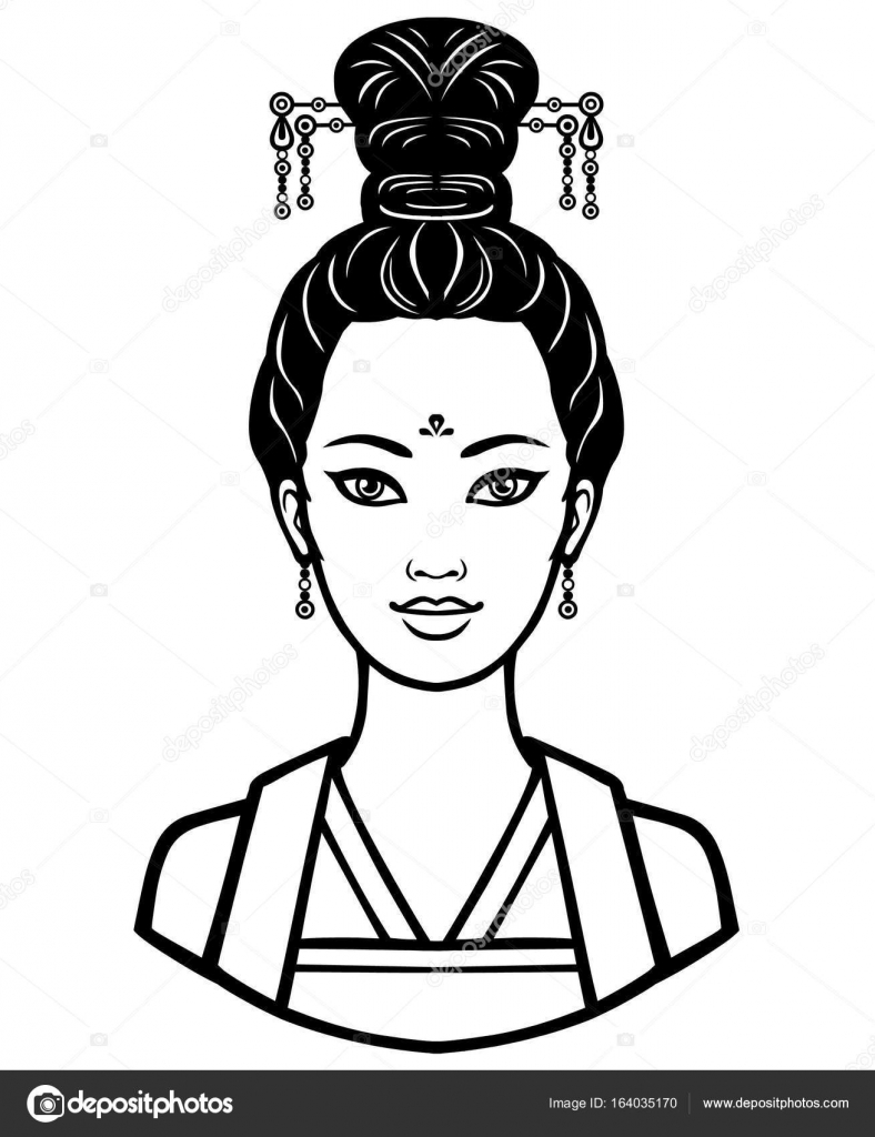 Chinese Hairstyle Girl Portrait Of The Young Chinese Girl With
