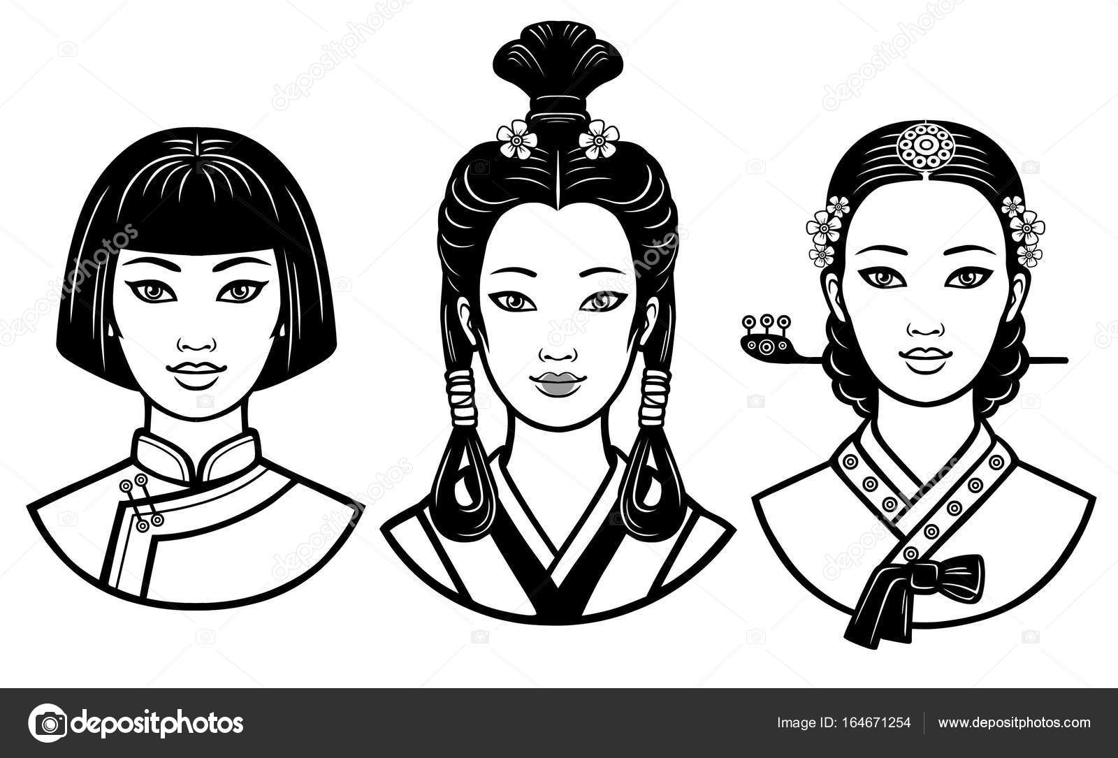 ᐈ Chinese Traditional Hairstyle Stock Vectors Royalty Free