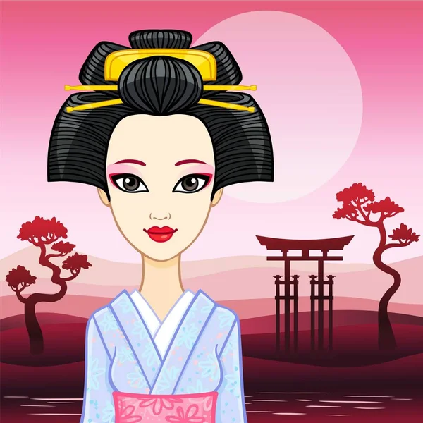 Portrait Danimation De La Jeune Fille Japonaise Une