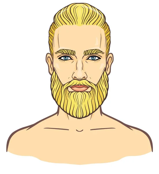 Portrait Animation Jeune Homme Barbu Attrayant Avec Une Coiffure Élégante — Image vectorielle