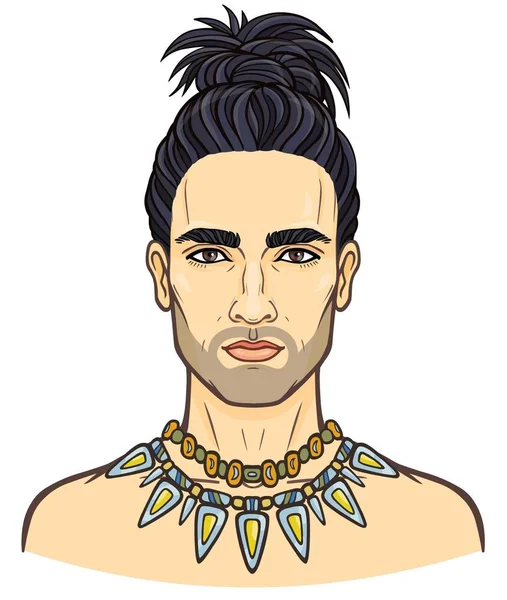 Portrait Animation Jeune Homme Séduisant Avec Une Coiffure Élégante Illustration — Image vectorielle