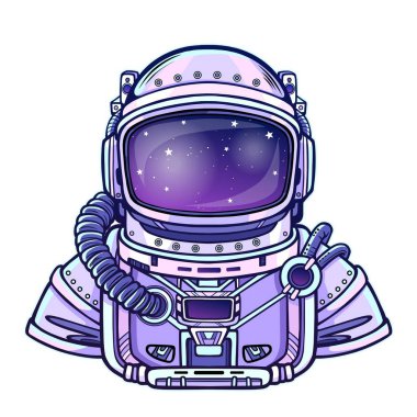 İnsan buluşlar: takım astronot'ın. Derinlik bilim. Beyaz bir arka plan üzerinde izole vektör çizim. Baskı, poster, tişört, kart.