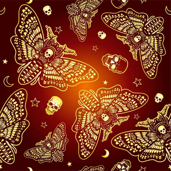 Fond Sans Couture Image Couleur Stylisée Papillon Nuit Tête Morte — Image vectorielle