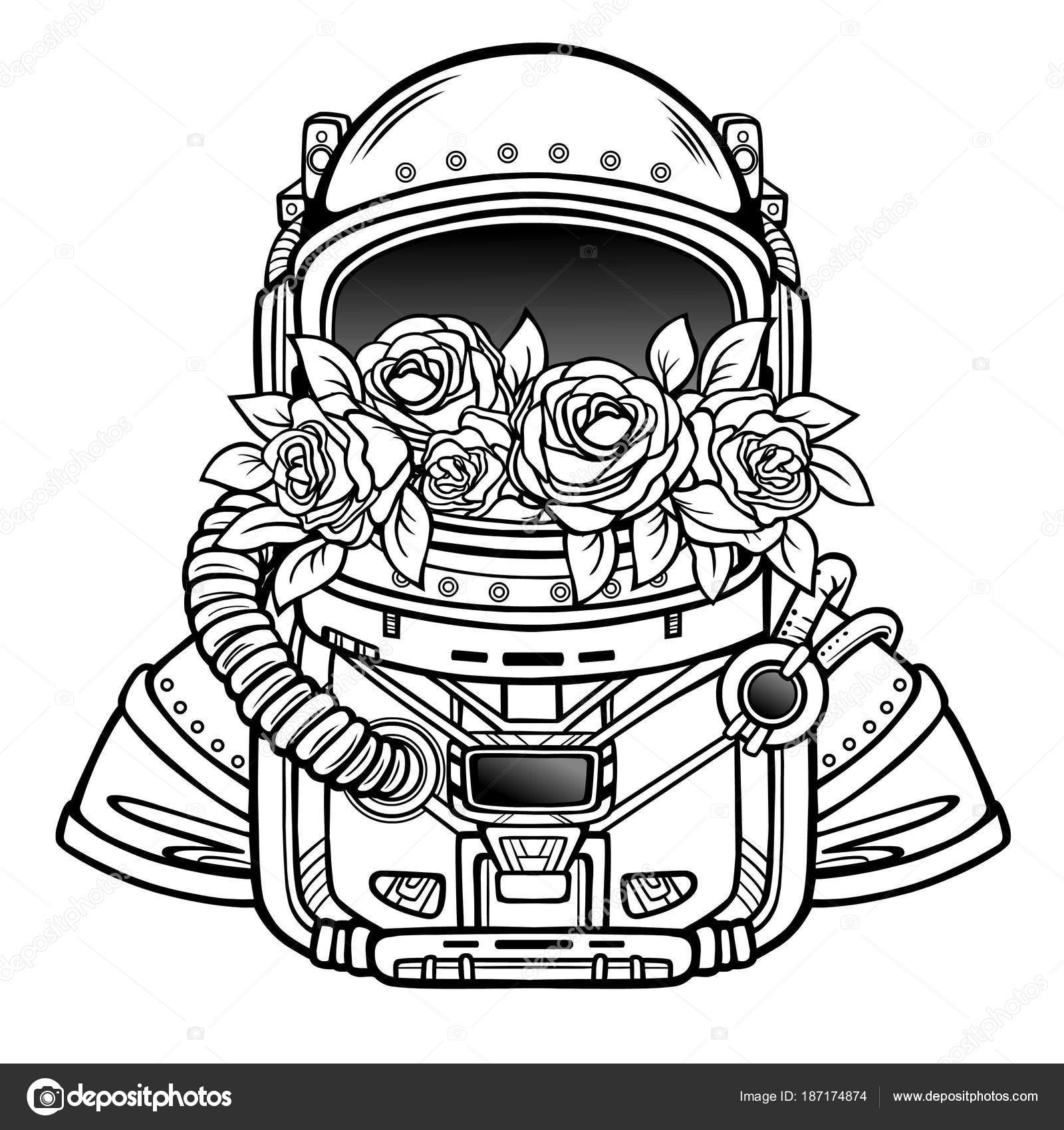 Astronaut Helmet Drawing Simple