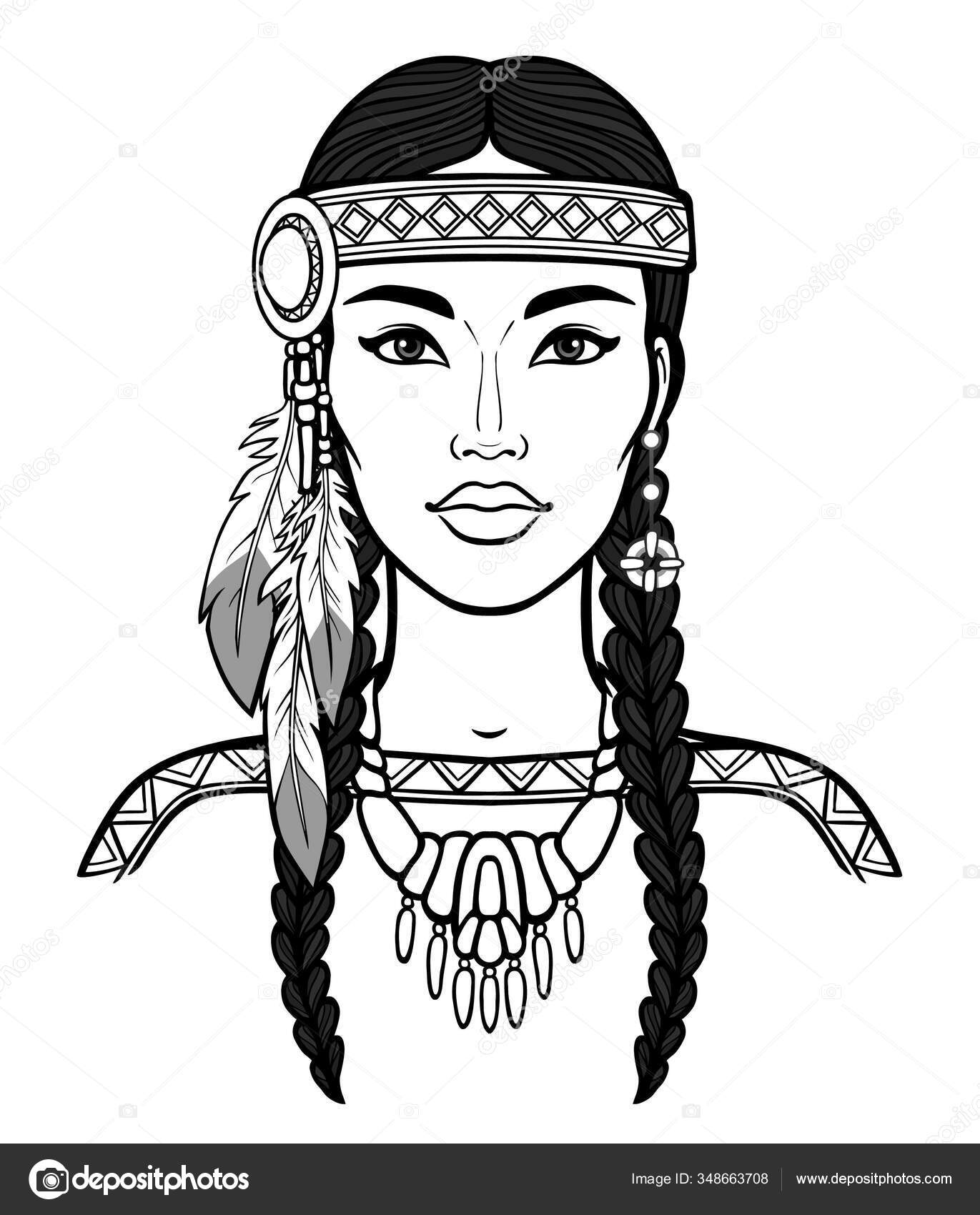 Desenho De Garota Indiana Americana