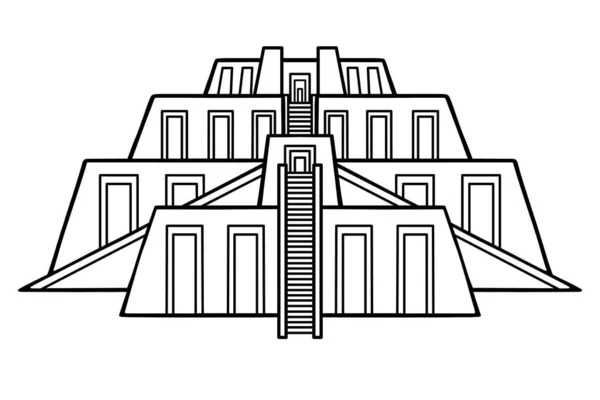 Rysunek Kreskówki Starożytny Zikkurat Architektura Babilonu Asyrii Mezopotamii Wzór Stosowania — Wektor stockowy