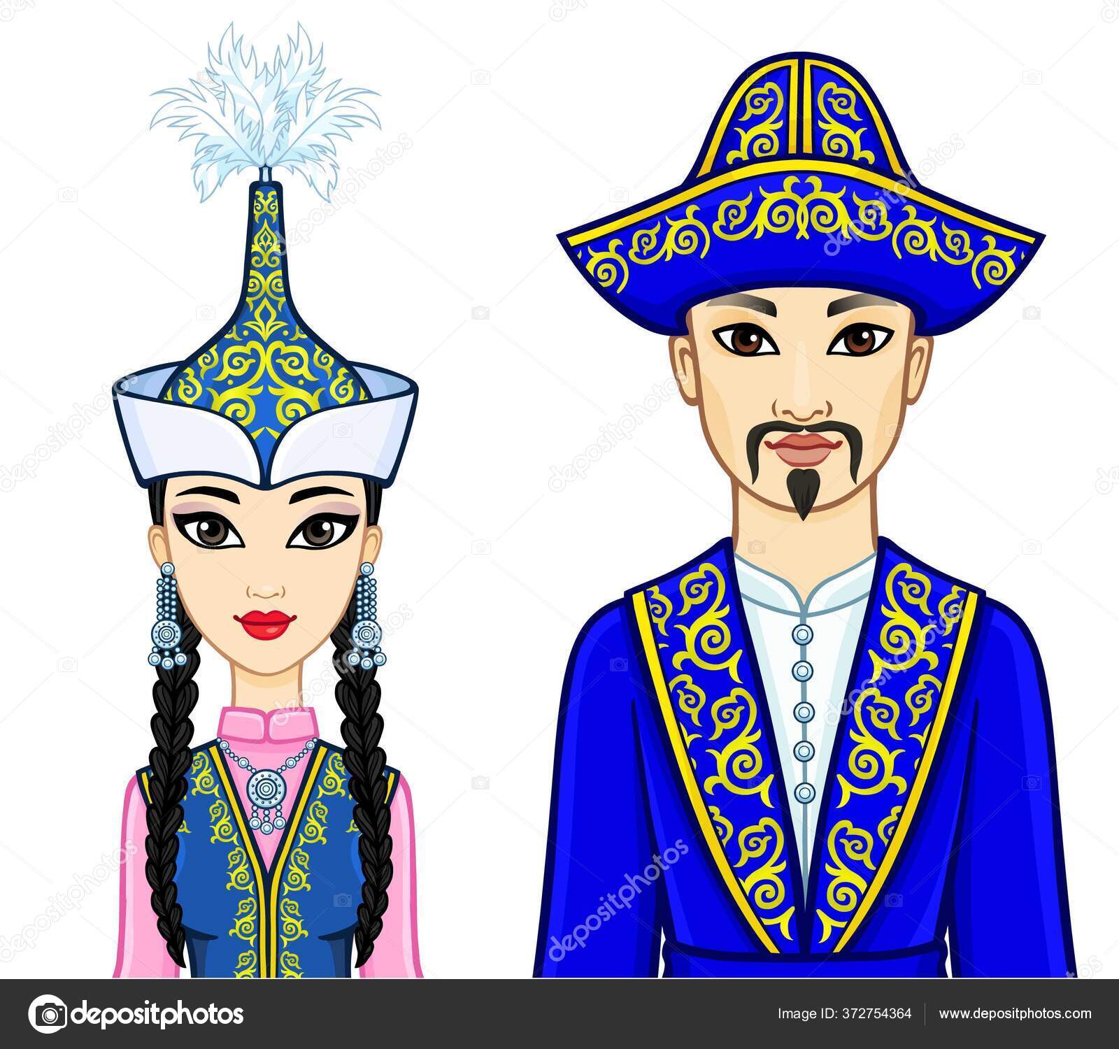 Раскраска национальные костюмы казахов