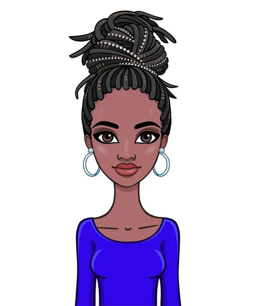 Animation Portrait Young African Woman Dreadlocks Template Use Vector Illustration Royalty Free Stock Vectors