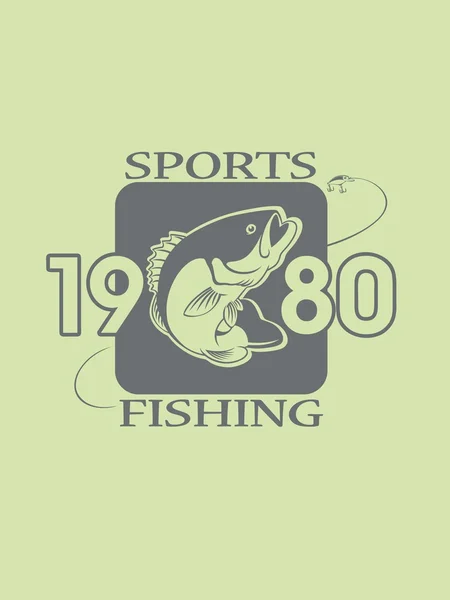 Tournament Fishing wydruku z basowa ikonę — Wektor stockowy