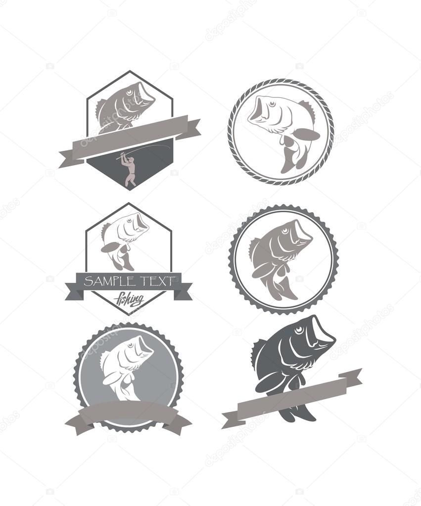 set of bass fishing emblems 