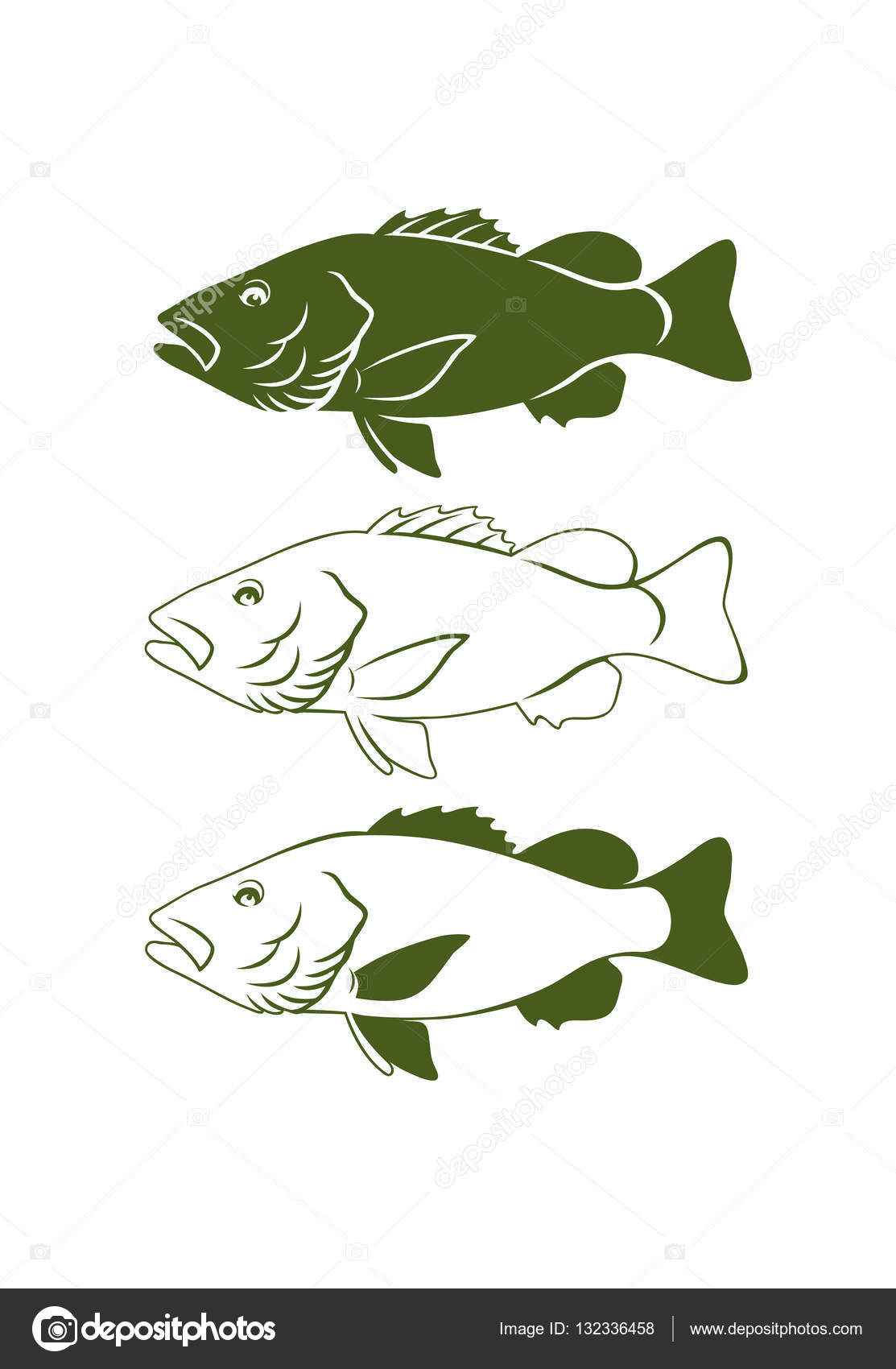Black bass fish Stock Vector by ©kvasay 132336458