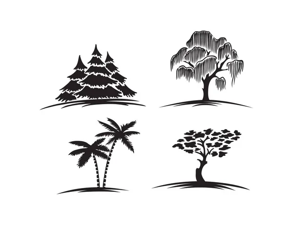 Träd ikoner set — Stock vektor
