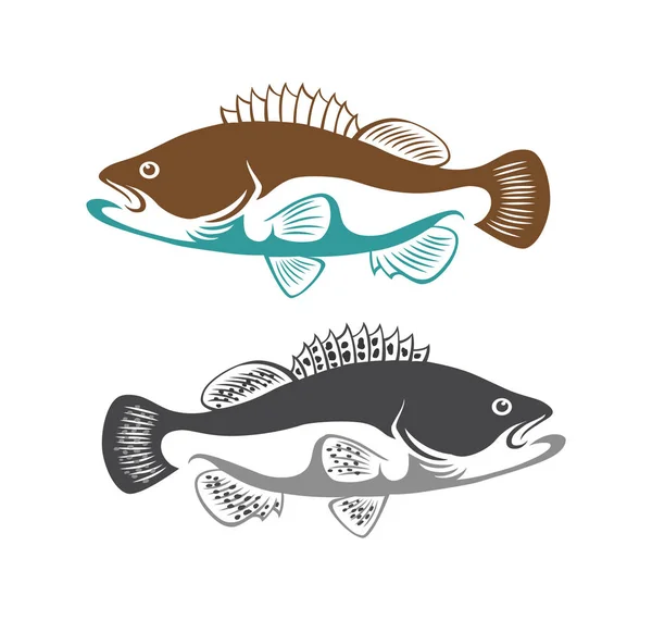 Bass fish para logotipo — Vetor de Stock