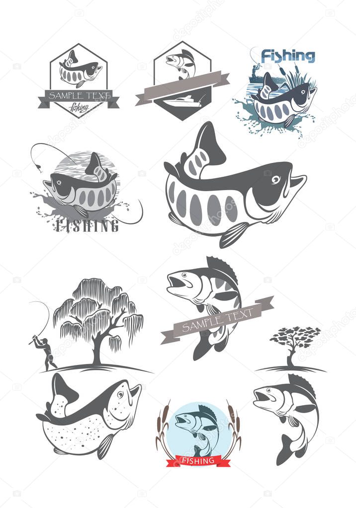Fish logos set