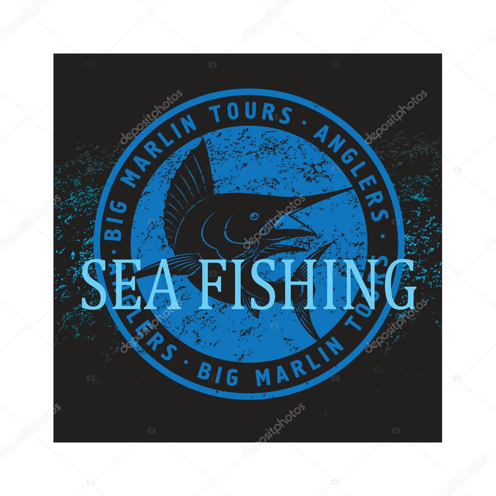 Marlin fish for logo or print. Fishing sport logo