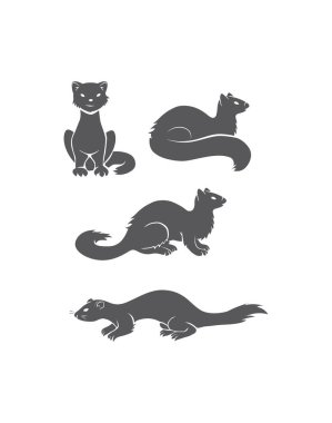 Silhouettes of black polecats clipart