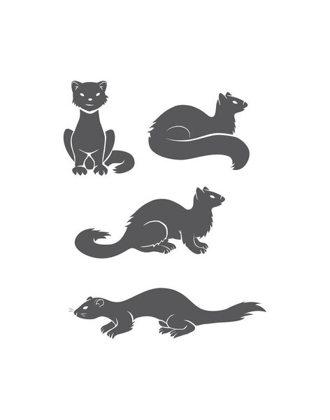 Silhouettes of black polecats