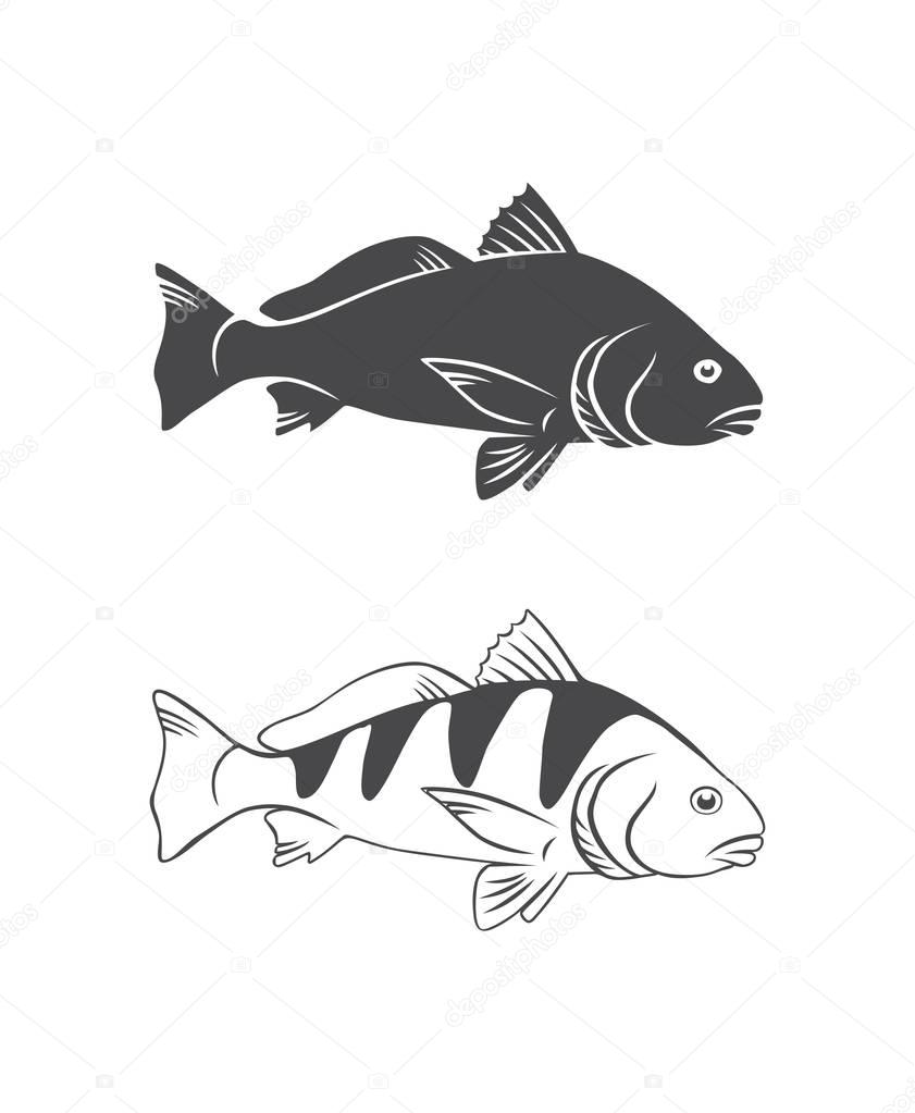 Red fish drawing logo