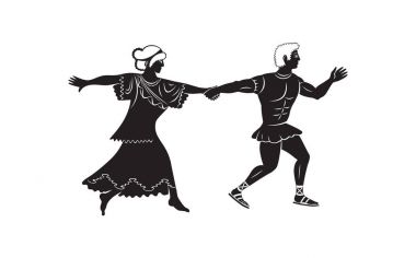 Ancient couple running clipart