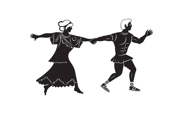 Pareja antigua corriendo — Archivo Imágenes Vectoriales