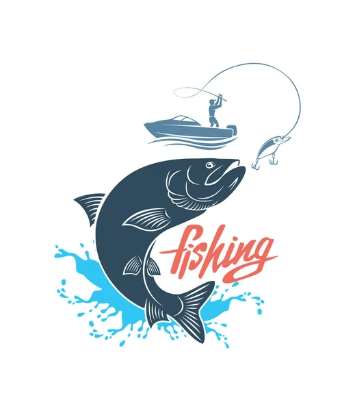 Tatlısu kefali logo için balık veya yazdırma — Stok Vektör