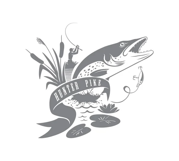 Poisson brochet pour logo — Image vectorielle