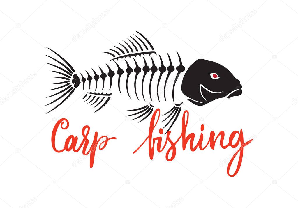 Fish skeleton with text for logo or print