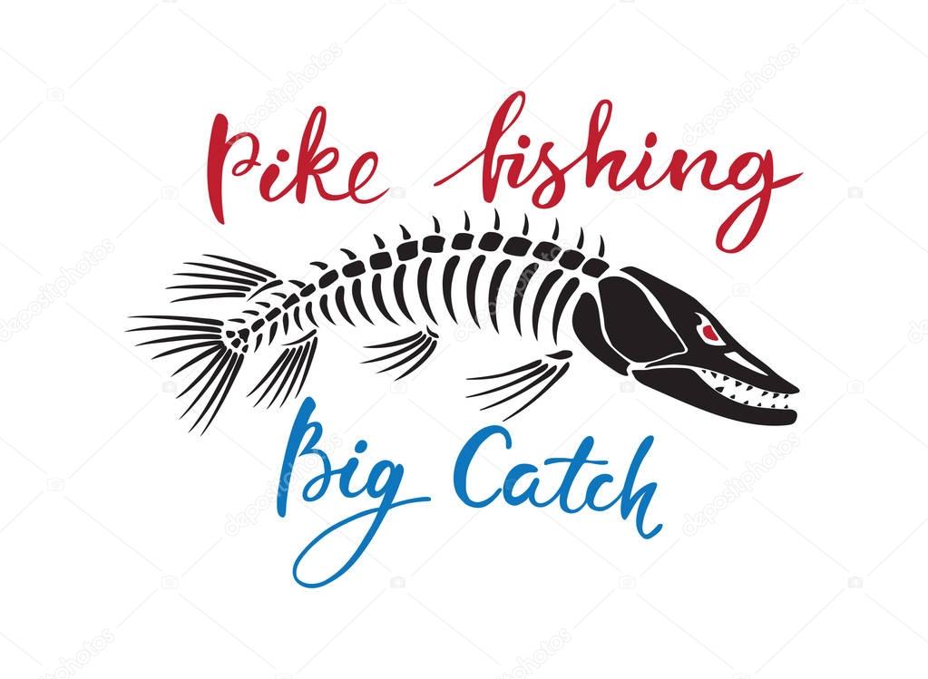 Fish skeleton with text for logo or print