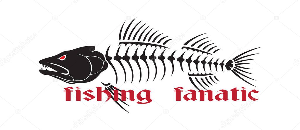 Fish skeleton with text for logo or print