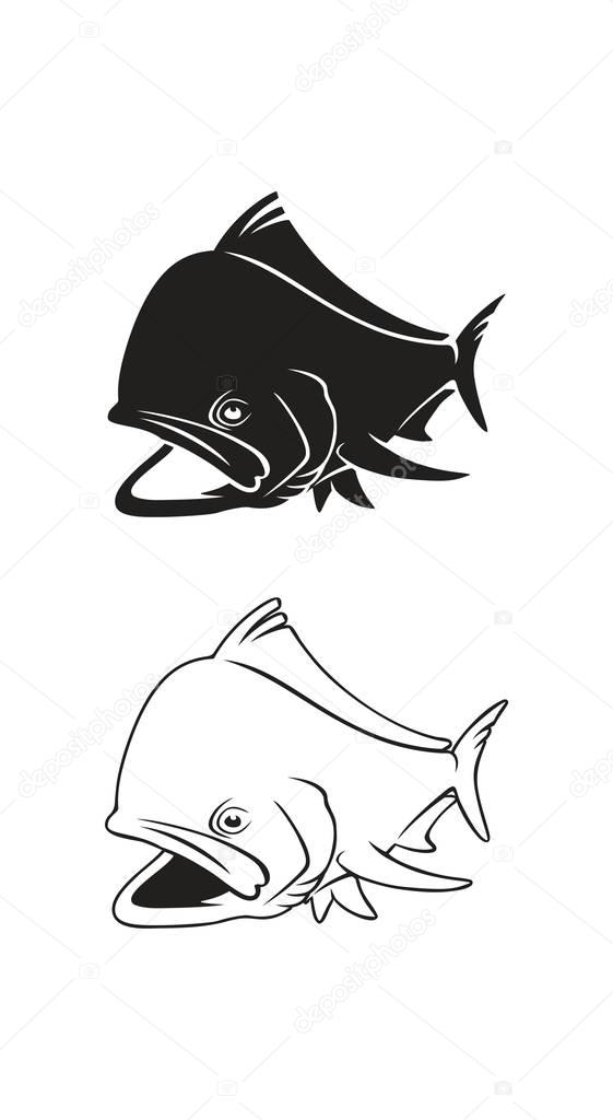 Dorado fish for logo of print. Fishing sport logo