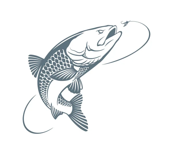 Silueta de pescado icono — Vector de stock